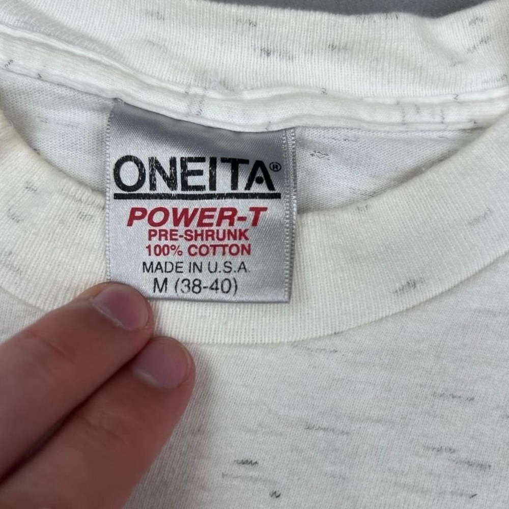 White‎ and blue vintage 1992 fishing tee funny graphic single stitch Size M - Picture 5 of 8